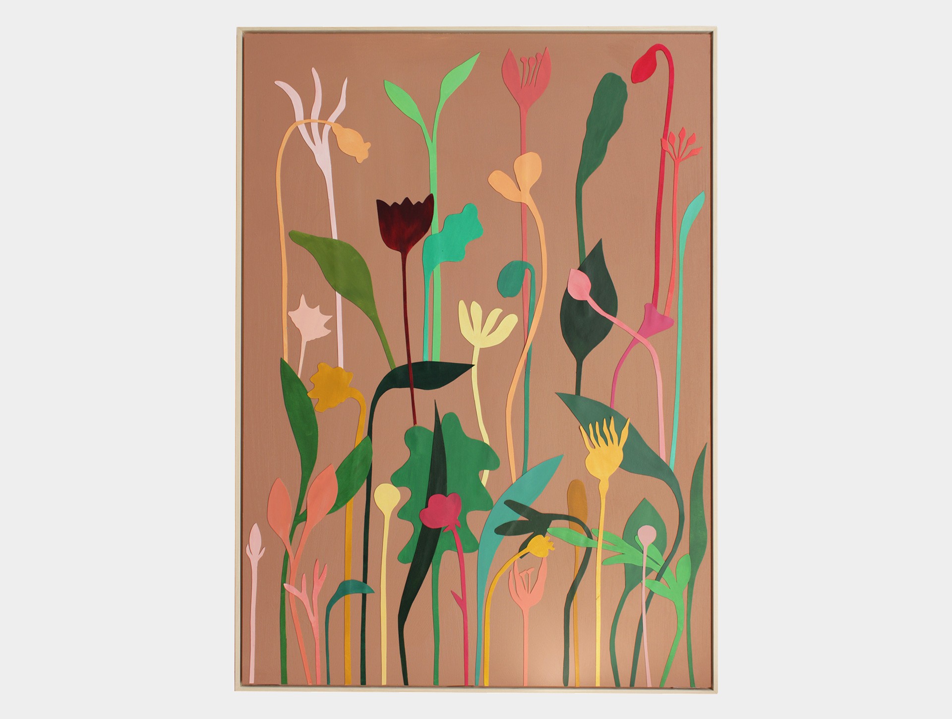 Schilderij, wilde bloemen bruin