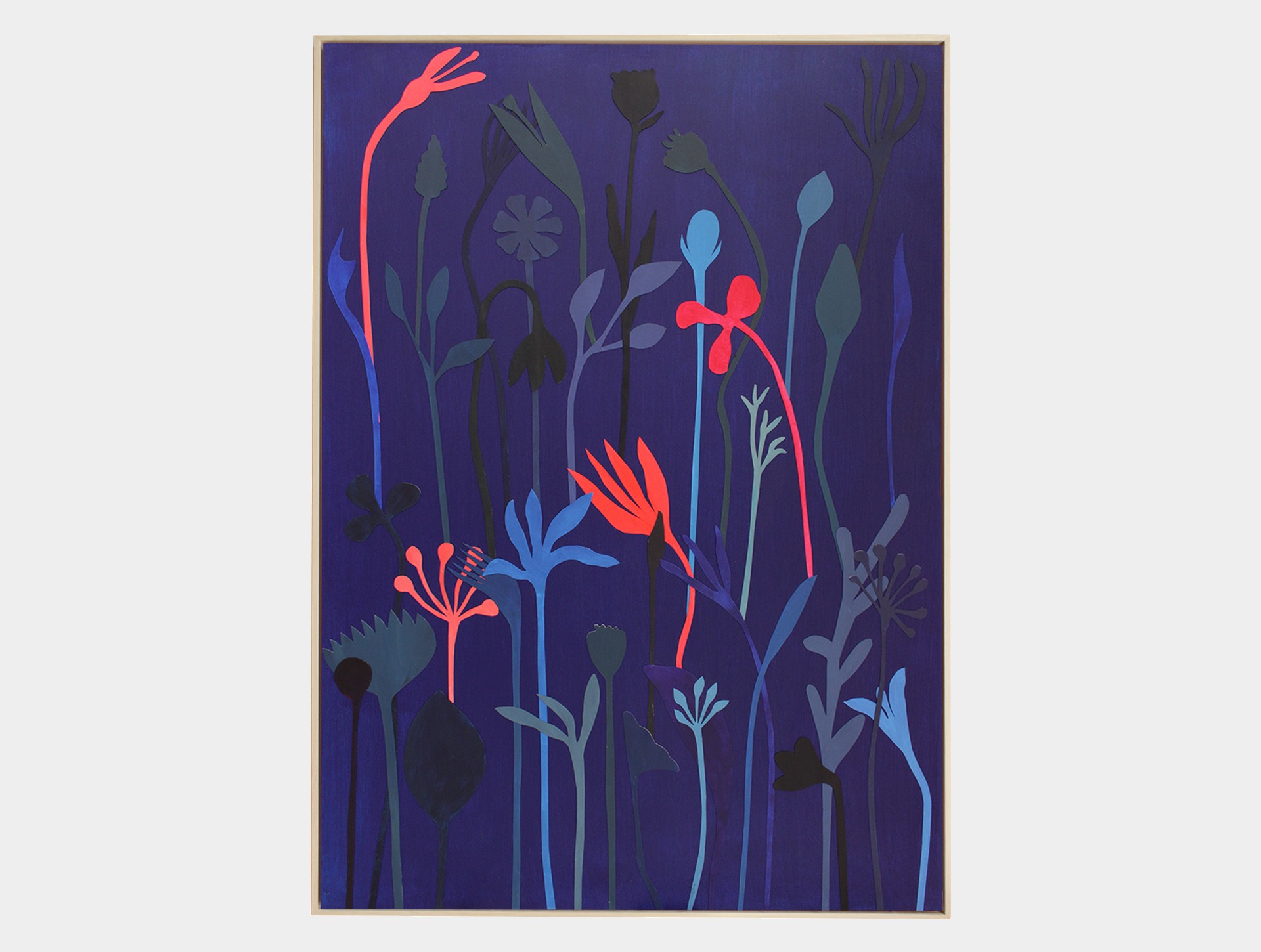 Schilderij, wilde bloemen blauw