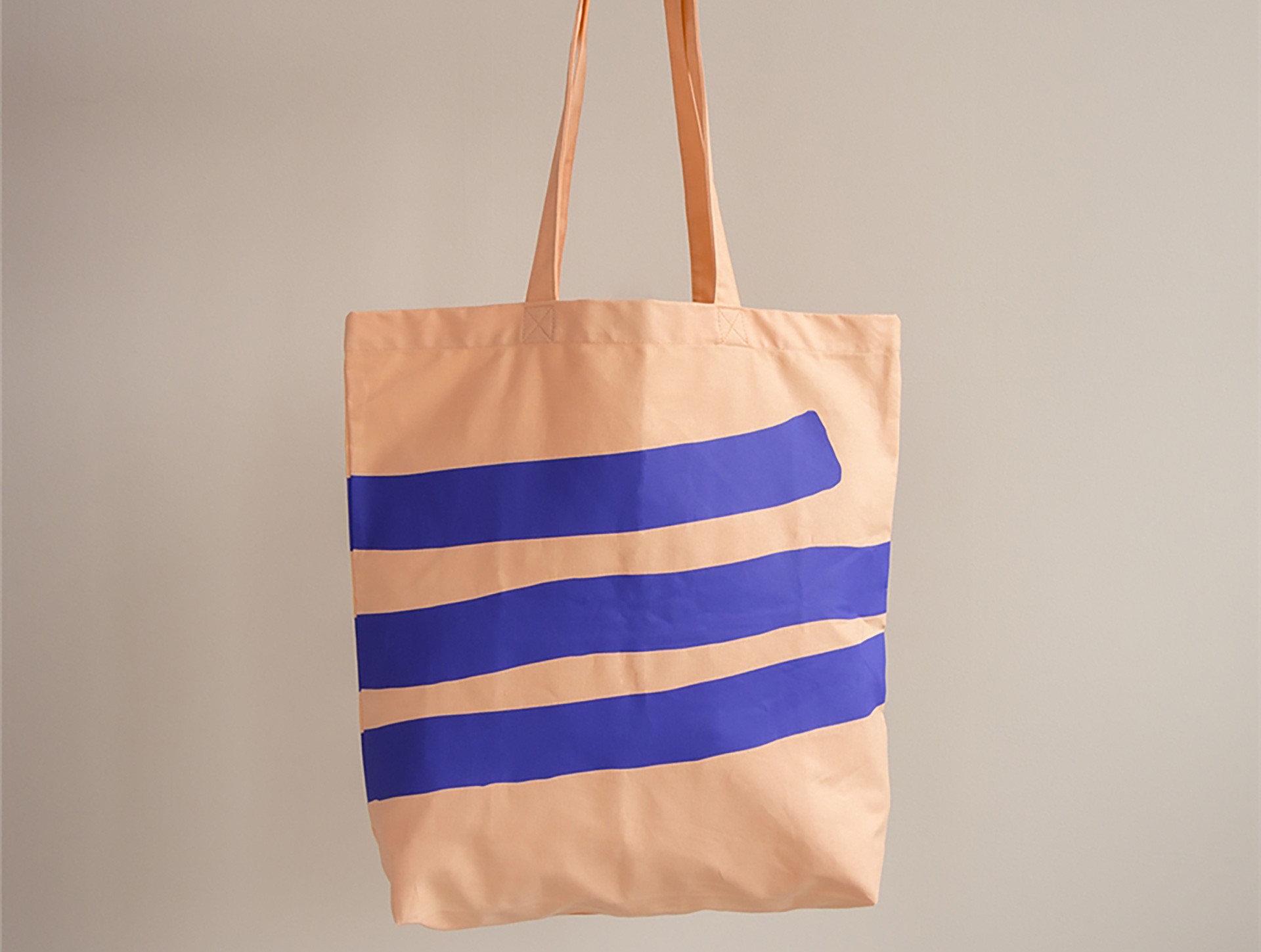 Tas strepen, abrikoos | blauw