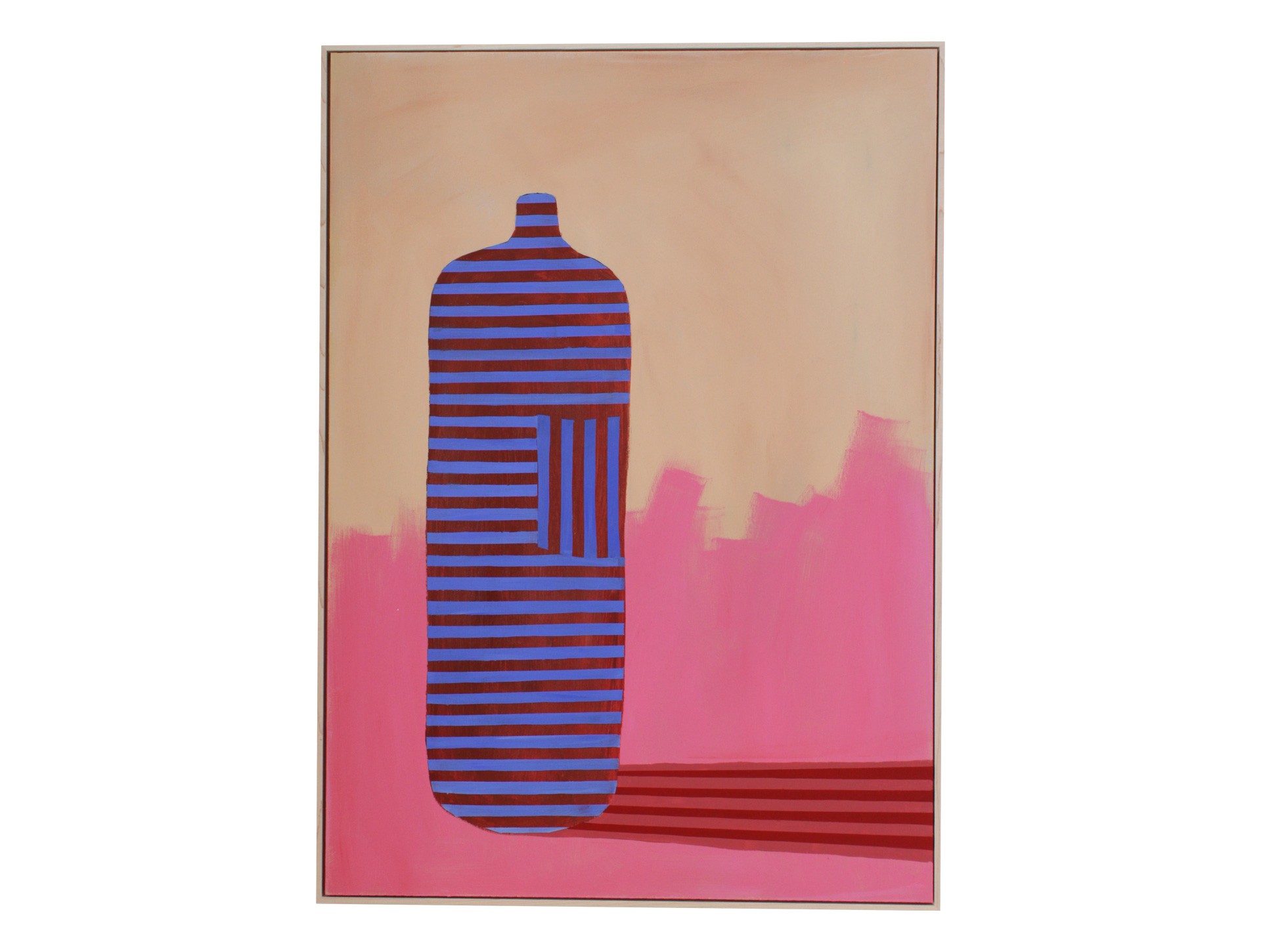 Painting, still life bottle 3. Pink + blue