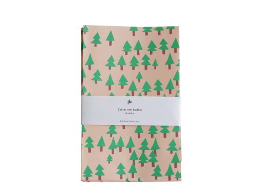 Vier blokbodemzakken kerstbomen