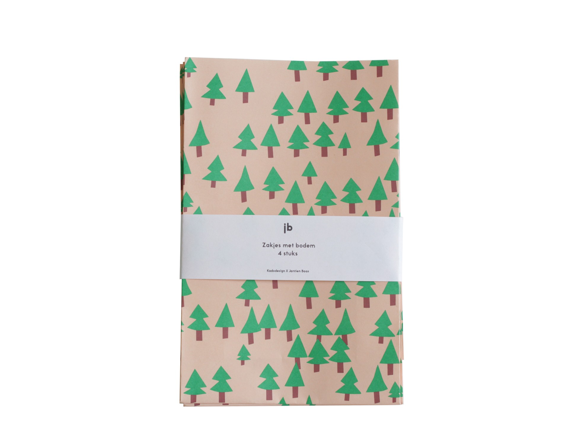 Vier blokbodemzakken kerstbomen