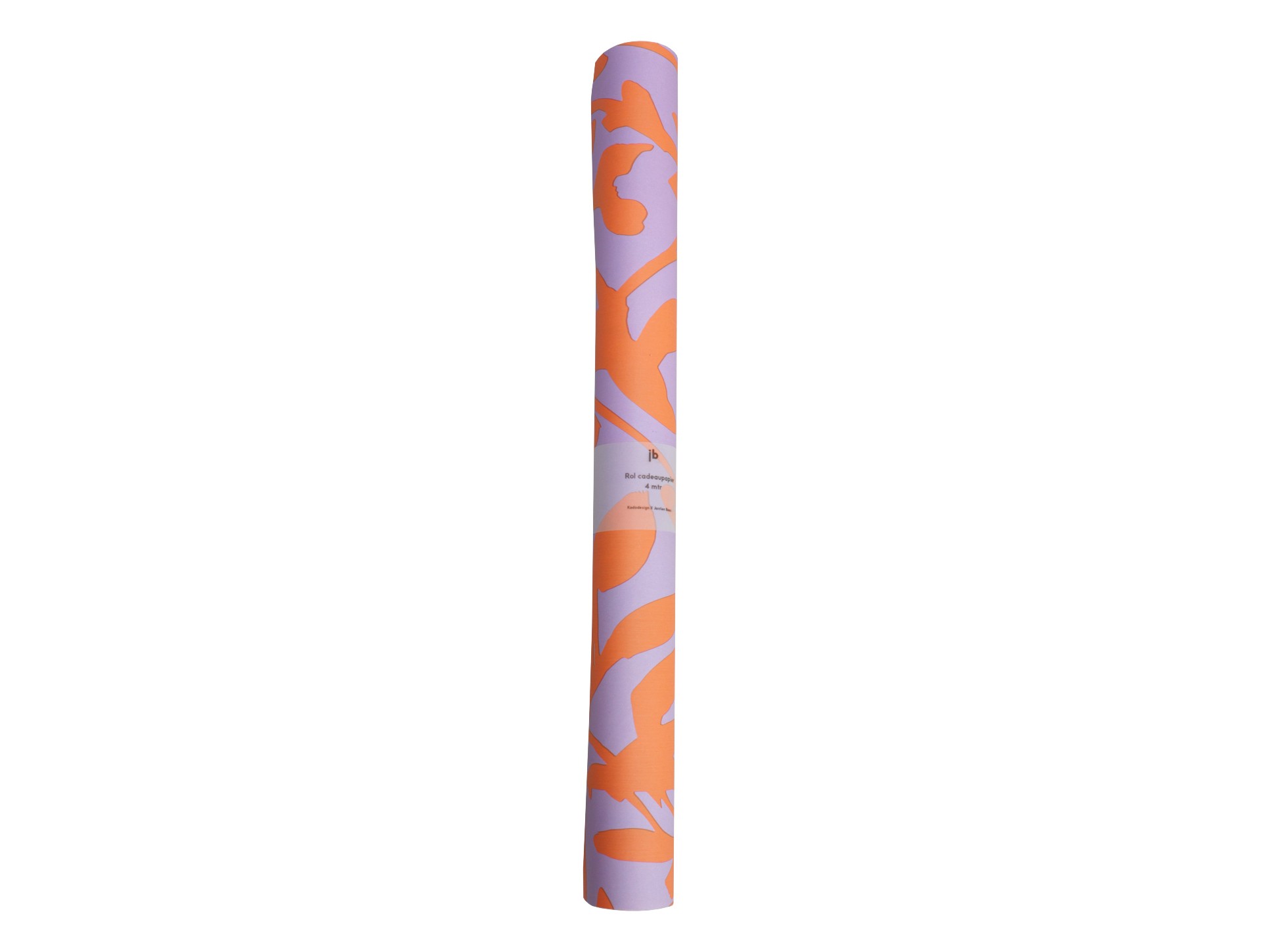 Rol pakpapier bloemen, lila / oranje