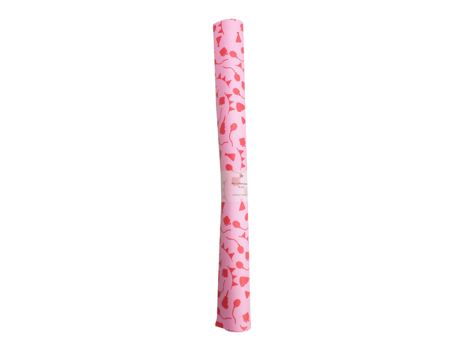 Rol pakpapier feest, roze / rood.