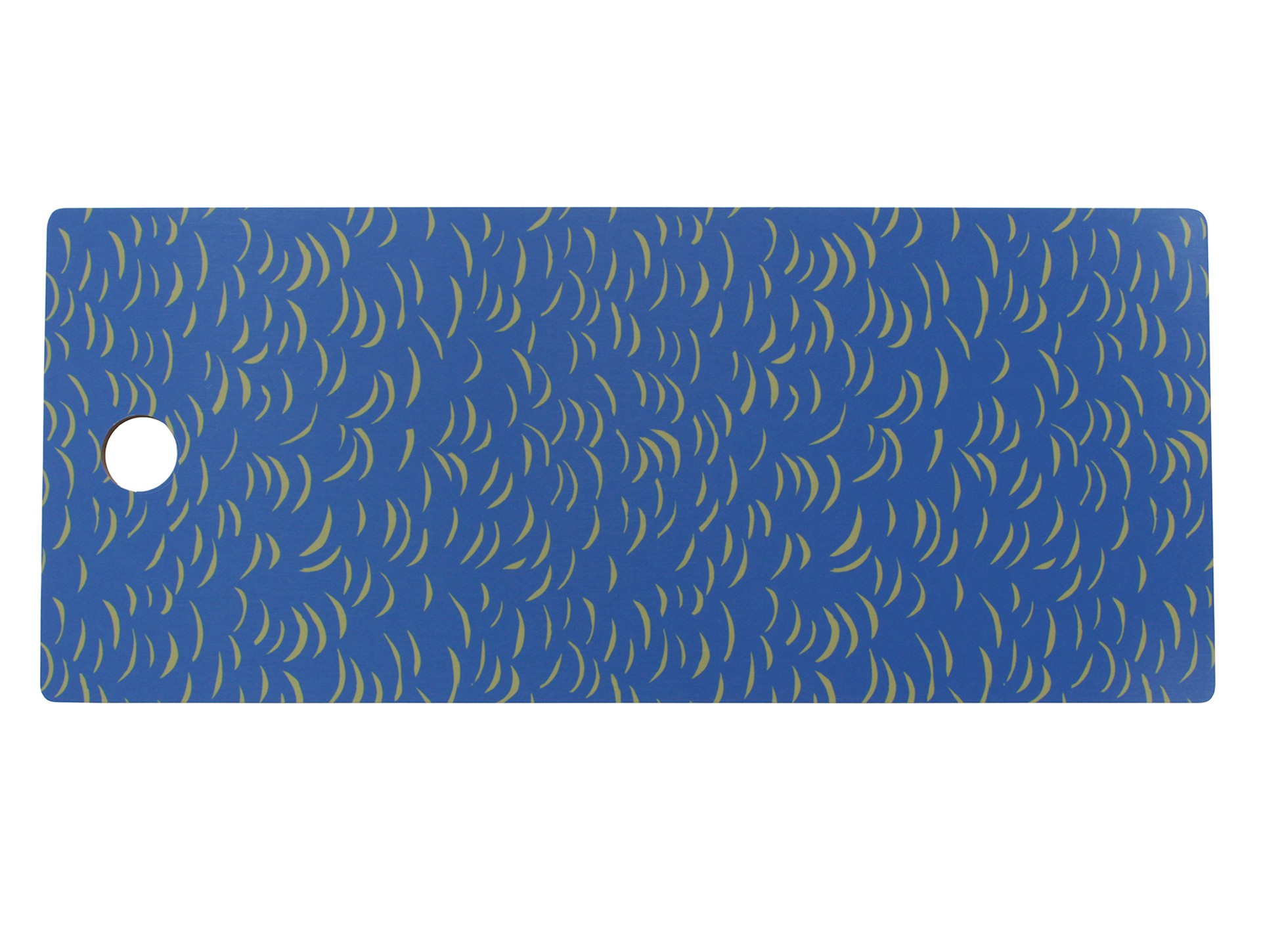 Serveerplank Vacht. 17 x 40 cm, blauw + geel.