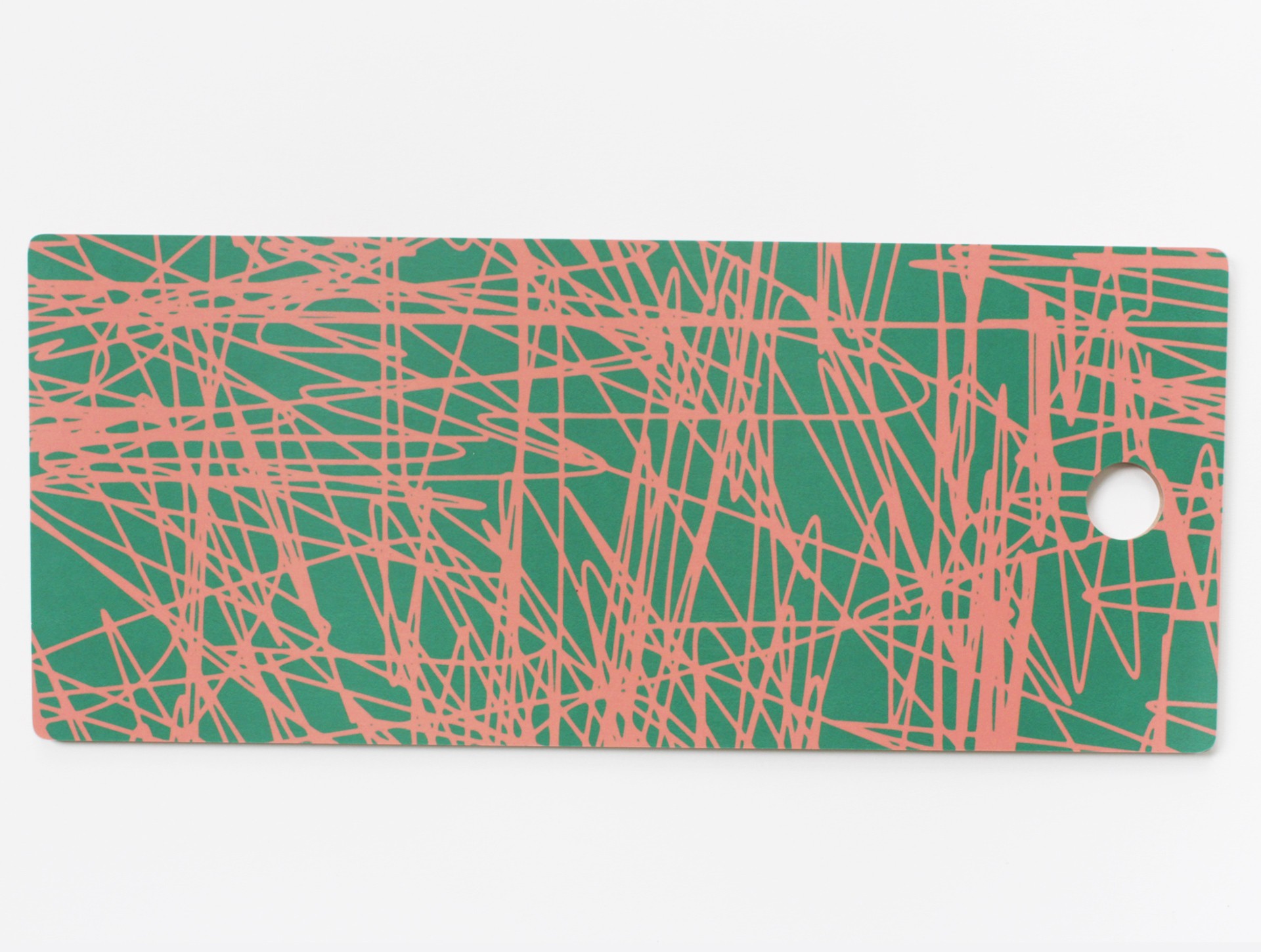 Serving board Plumes. 17 x 40 cm, green + pink.