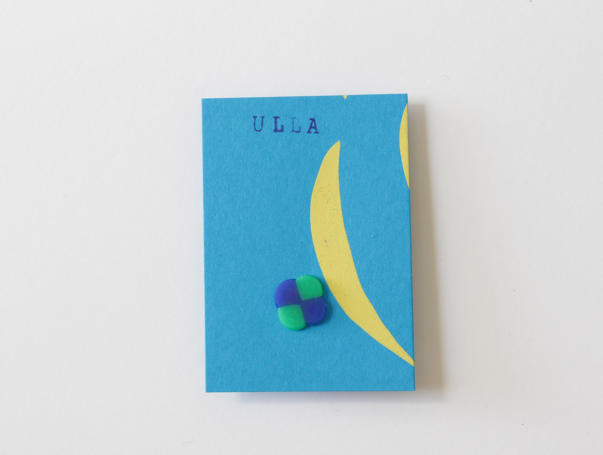 Klavertje vier, mini broche. Groen + blauw