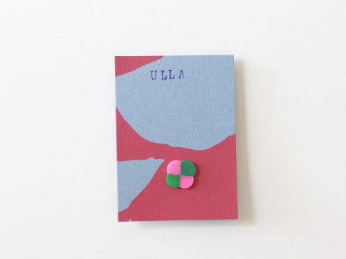 Klavertje vier, mini broche. Roze + groen