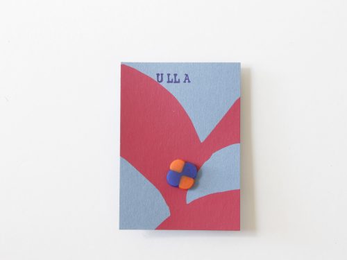 Klavertje vier, mini broche. Oranje + blauw