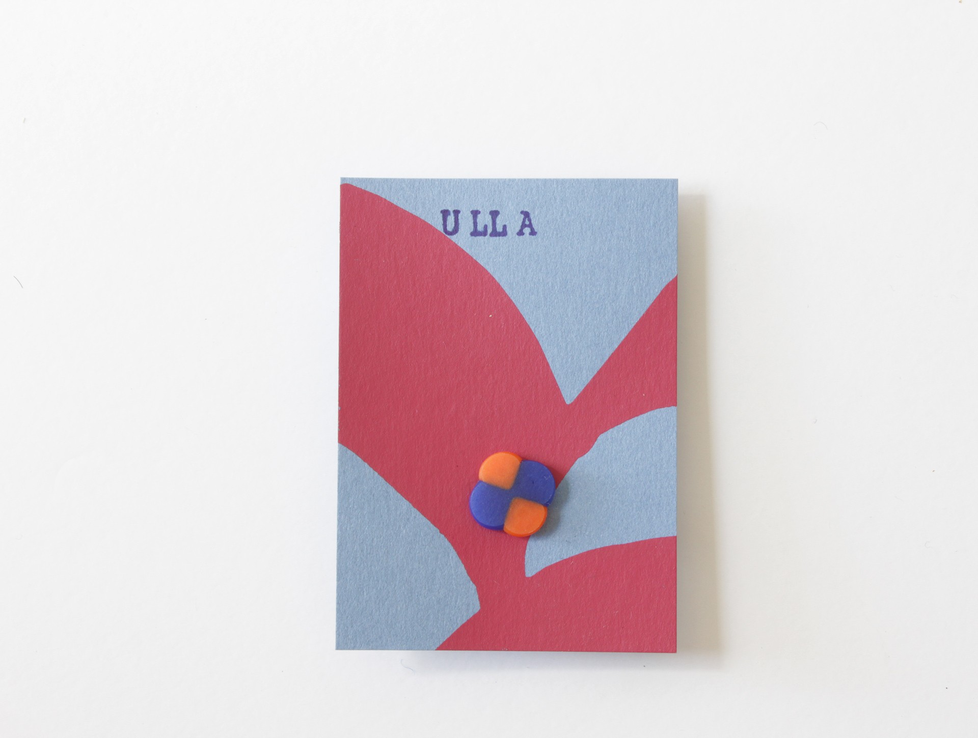 Klavertje vier, mini broche. Oranje + blauw
