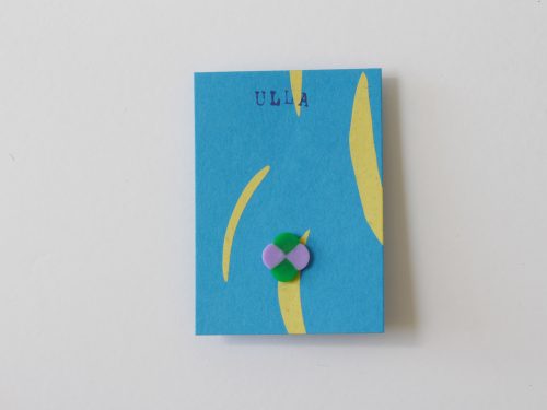 Klavertje vier, mini broche. Lila + groen