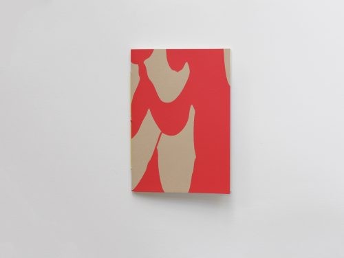 A6 notebook, waves, dark red + blue.