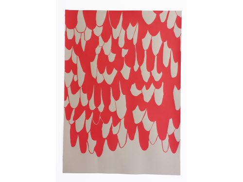 Zeefdruk veren rood + beige