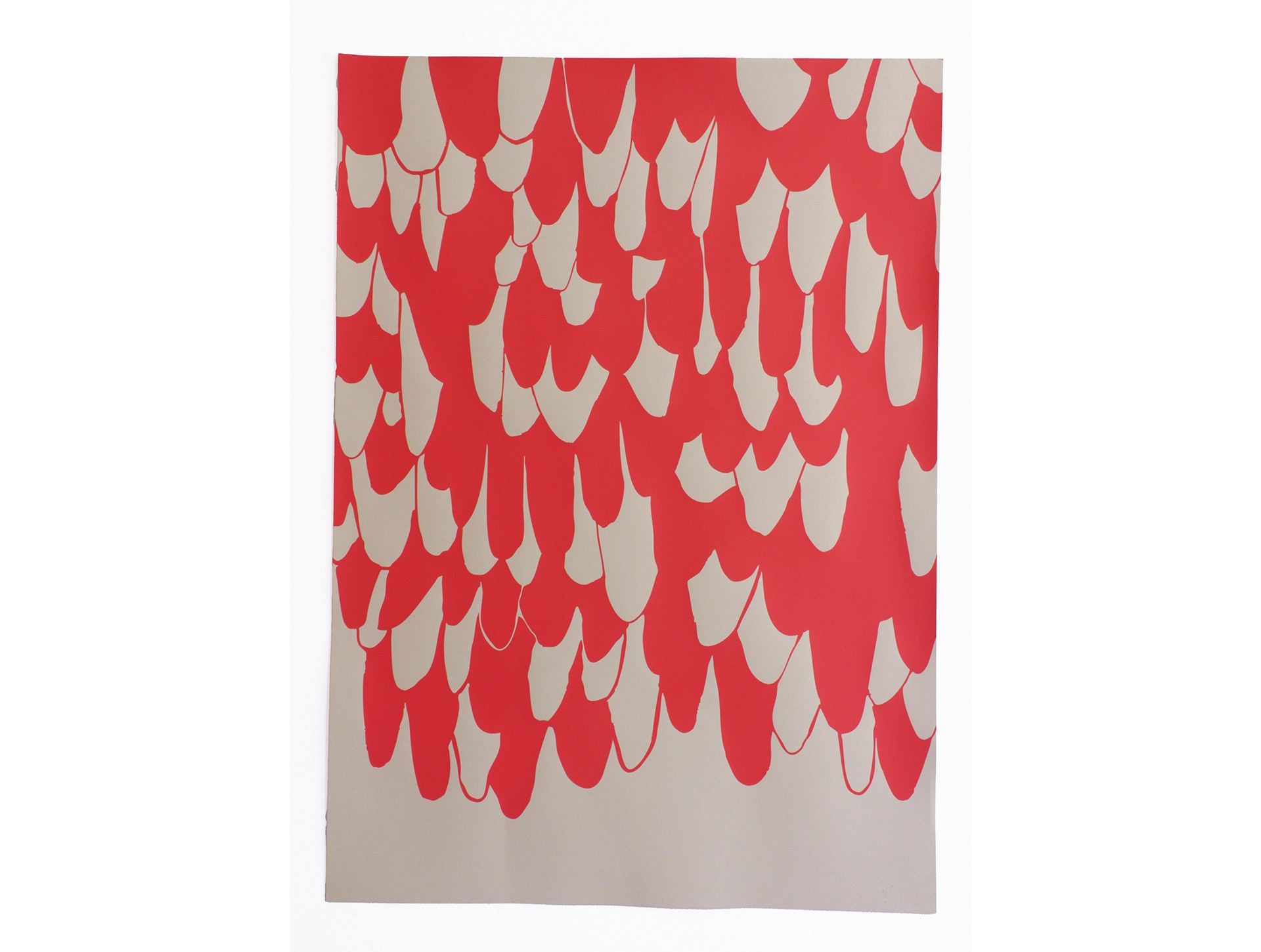 Zeefdruk veren rood + beige