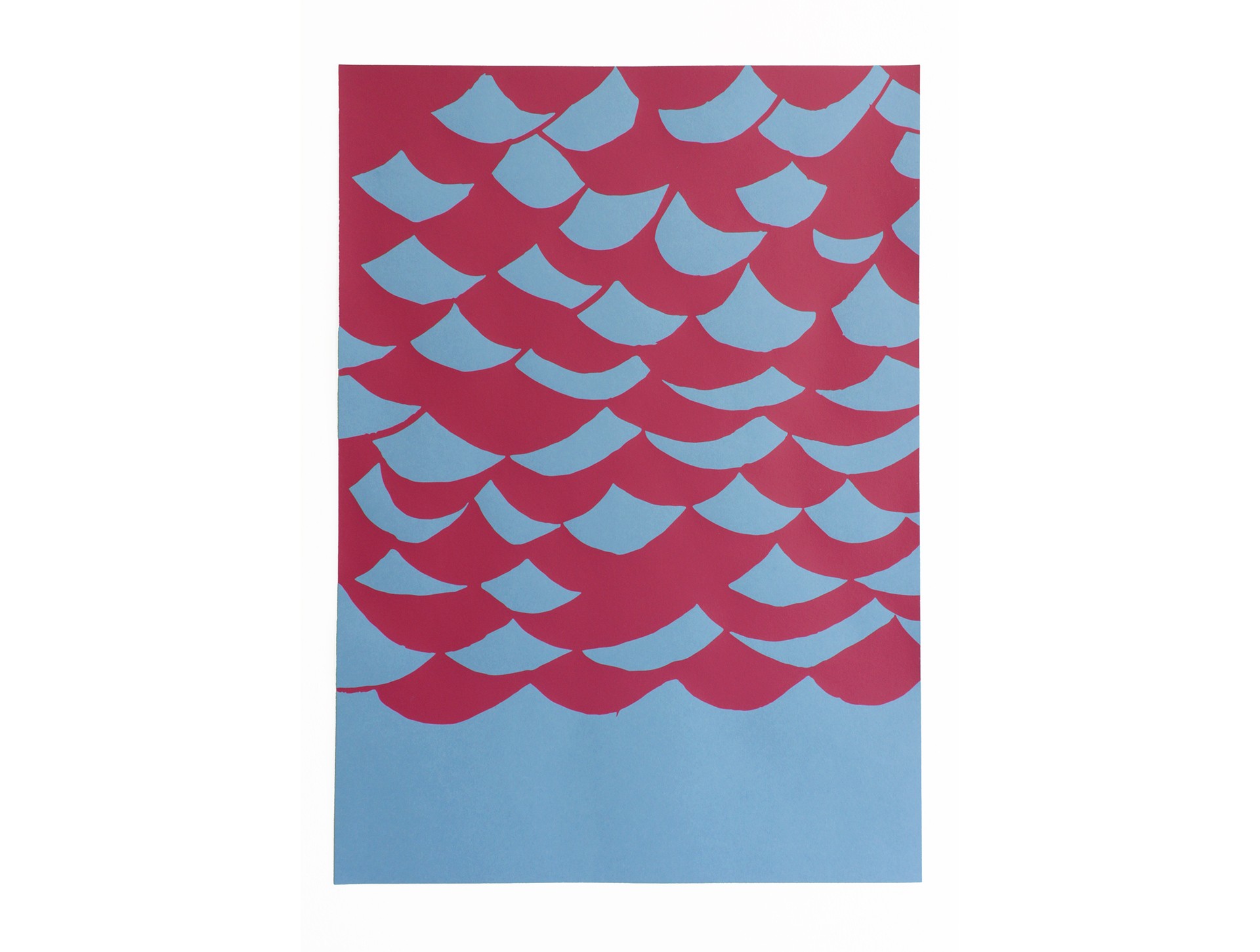 Zeefdruk golven blauw + donkerrood