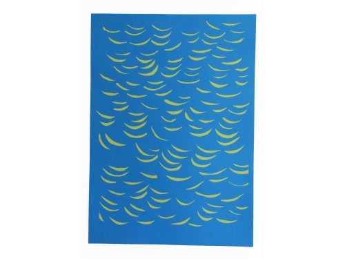 Zeefdruk vacht blauw + geel