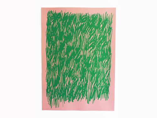 Zeefdruk pluimen roze + groen