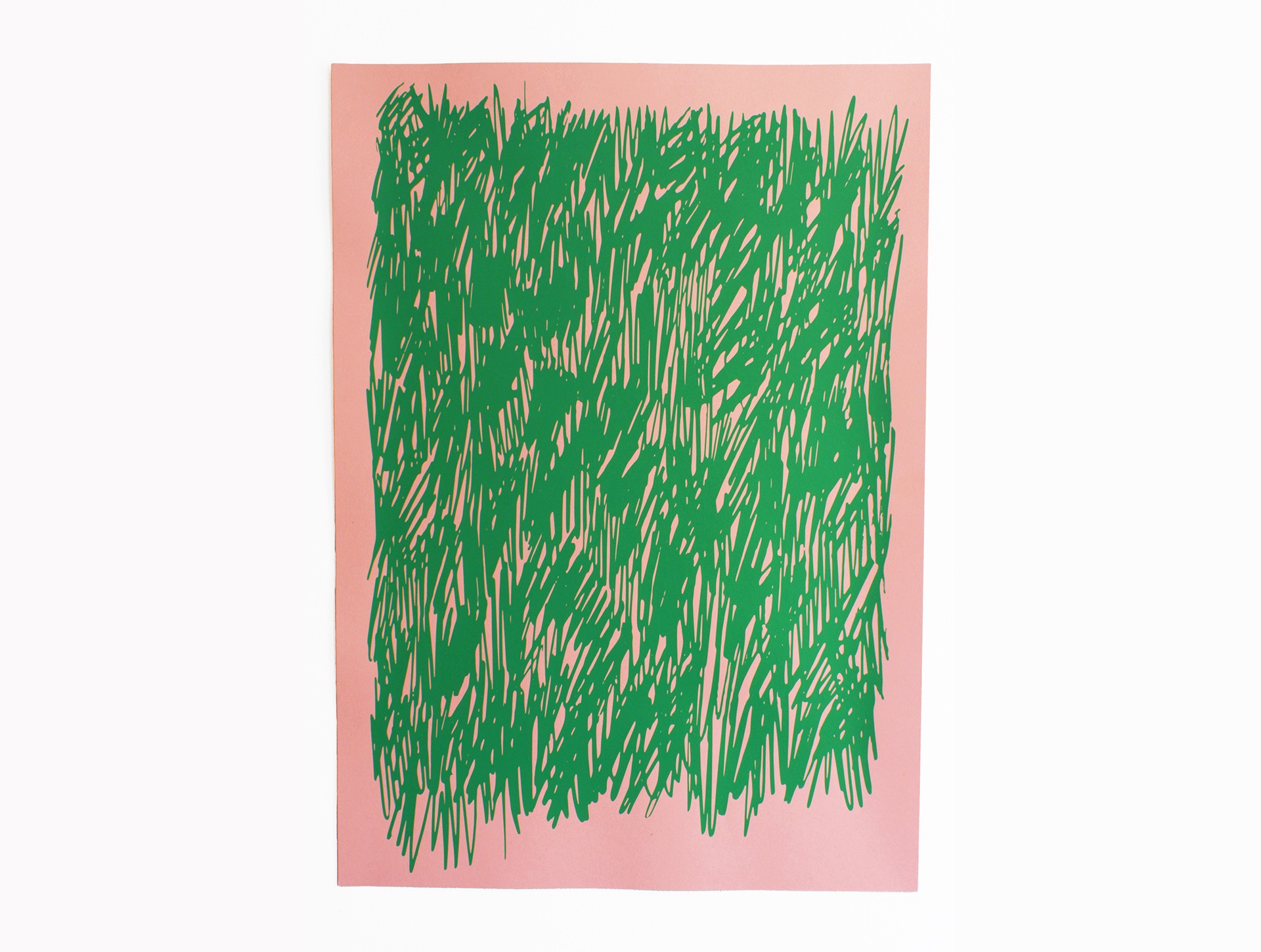Zeefdruk pluimen roze + groen
