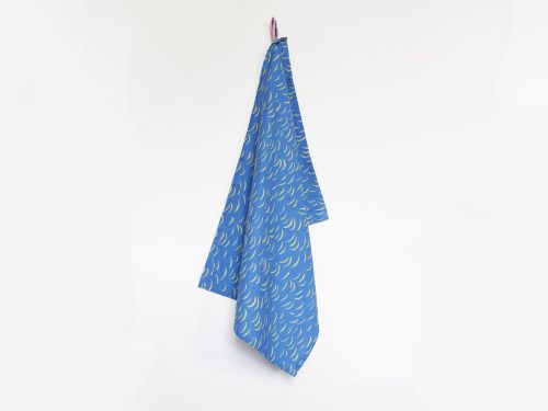 Theedoek "vacht" blauw | geel