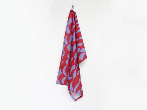 Theedoek "golven" blauw | rood