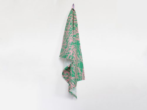 Theedoek "pluimen" groen | roze