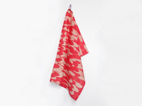 Theedoek "veren" rood | nude