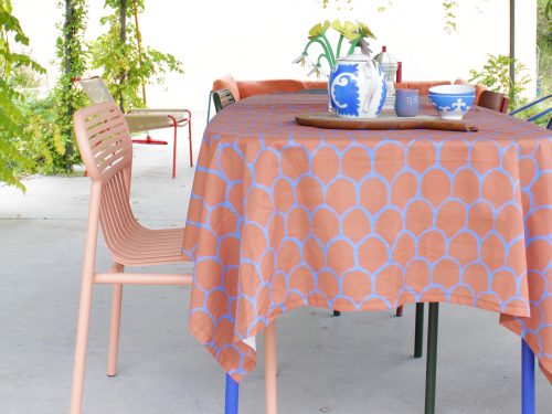 Tafelkleed "schubben" Bruin | blauw.