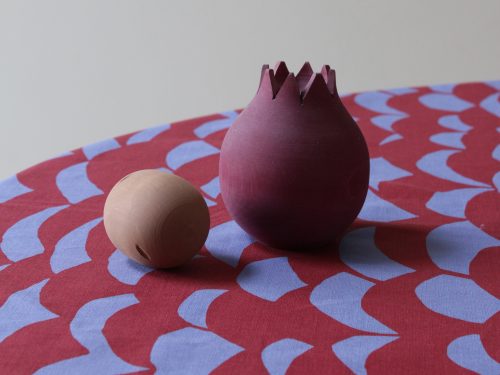 Stof 'golven'. rood | blauw. 0,5 meter.