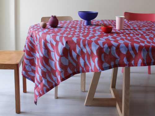 Tafelkleed "golven" blauw | rood.